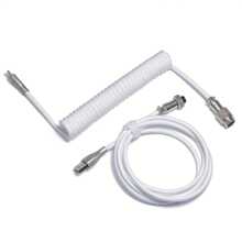 1,5 m weißes 2 Stücke Type-C zu USB Metall-Adapter-Steckverbinder abnehmbares Spielmechanisches Tastaturkabel Set mit Luftsteckerdaten und federnder Verlängerung Type-C Interface, Metallpilotstecker und Spiraldesign für DIY Gaming mechanische Tastaturen