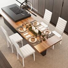 Juego de 5 piezas para 4 juegos de mesa de comedor, mesa de cristal con respaldo alto, juego de PU para cocina, sala de estar y comedor