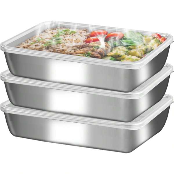 1/3/6pcs Stainless Steel Food Storage Container Set With Lids, Kitchen Organizer Box, Freezer Tray, Bakeware Dish, Oven Safe, Refrigerator & Dishwasher Safe