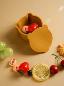PopLittleOne 1 st. Baby Siliconen Servies Leuke Cartoon Beer Vorm Baby Snack Box Eet Training Babyspullen Draagbare Baby Maaltijd Tray