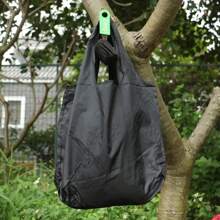 Bolso de compras de algodón elástico con bola redonda, bolso plegable, bolso de hombro portátil reutilizable, bolso plegable con estampado - Negro - Ver 6