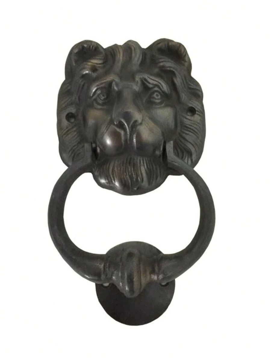 Lion Head Brass Door Knocker (Big) - Brown - View 1
