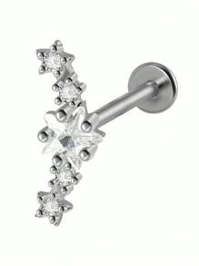 1PC Stainless Steel Threadless Marquise Zirconia Labret Lip Stud Cz Ear Cartilage Tragus Helix Earrings Daith Piercing Body Jewelry