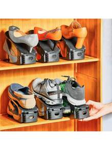 10pcs Adjustable Creative Storage Shoe Rack ,Shoe Slot Organizer- Space-Saving Organizer For Entryway, Hallway, Living Room, Dormitory ,Bedroom Cloest, Bathroom - Convenient Storage - Black - View 6