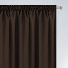 Curtain on tape 145x250cm long smooth matte blackout decoration for window - 棕色 - 查看 3