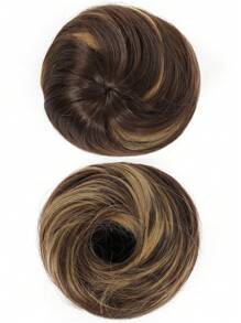 1 件装 4 英寸合成发髻 束带发髻 假发 灵活可调节 棕色黑色金色发髻 马尾辫 女式 - 彩色 - 查看 24