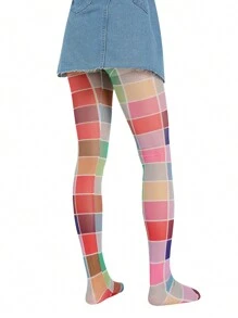Women Sheer Tights Control Top Pantyhose Y2k Tie Dye Mesh Tights Fishnet Sockings Leggings - 彩色 - 查看 5