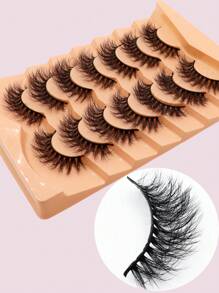 7 Pairs Russian Long Strip Lashes Fluffy Faux Mink Hair 3D False Eyelashes, Russian Curled Dramatic Messy Long Fuller Outer Corner Lashes Makeup - Fluffy Lashes - View 2