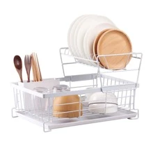 NetHong Large Kitchen Sink Dish Drainer Rack With Drip Tray And Plate Cutlery Holder UK - White - View 12