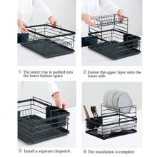 NetHong Large Kitchen Sink Dish Drainer Rack With Drip Tray And Plate Cutlery Holder UK - Black - View 6