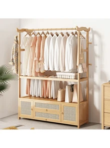 Closet Organizador Rack De Madera, 4 Puertas, Para Ropa - Marrón - Ver 1