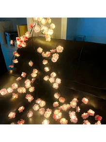 1pc Cherry Blossom Branch USB Power Supply Light, 230cm/7.54ft, LED Dress Up String Lights, Push Button Control 8 Modes, Realistic Artificial Flowers, Suitable For Spring/Summer Indoor/Outdoor Decorations, Weddings, Valentine's Day, Christmas