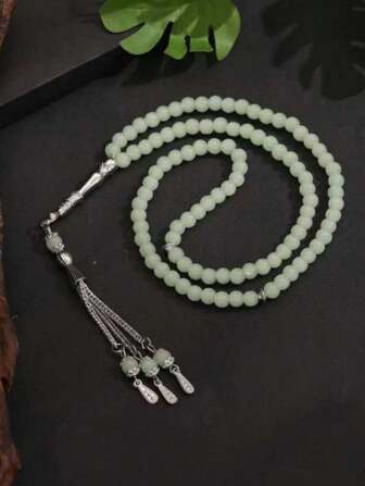 99 cuentas de rezo islámicas de cerámica y vidrio de 6 mm, hechas a mano en color verde, pulsera de oración islámica de moda para hombres y mujeres, accesorio para coche, regalo de Ramadán