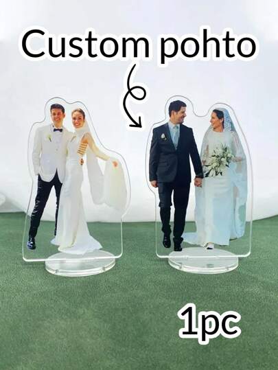 LICVIC 1/2/5 piezas Soporte de escritorio de acrílico personalizado con foto de boda, soporte personalizado para accesorios de escritorio de oficina para mujeres, figuras de acrílico personalizadas, exhibición de coleccionables personalizados, Día de la Madre, Graduación, Multifuncional, Duradero, Ornamental, Reutilizable, Exquisito, Elegante, de Alta Calidad, Colorido, Moderno, Personalizado, Único, Renovación del hogar, Suministros de fiesta personalizados para festivales, Decoración navideña