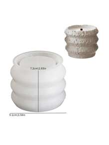 DIY圆形石纹收纳盒硅胶树脂模具太空月亮香薰蜡烛罐石膏粘土铸造模具多肉植物花盆模具 - 白色矽膠模具 - 查看 2