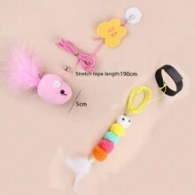 2件/套猫玩具秋千粘盘弹力挂门老鼠毛毛虫羽毛铃铛逗猫棒弹力长绳猫咪互动玩具小猫配件宠物用品礼物逗猫玩具腕带羽毛毛毛虫逗猫绳长绳逗猫弹力挂门猫玩具逗猫器宠物小猫互动玩具 - 彩色 - 查看 13