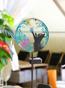 1PC LED 铸铁太阳能花园动物形草坪灯，太阳能花园景观灯，别墅花园小径公园装饰，庭院装饰，户外装饰 - 彩色 - 查看 7