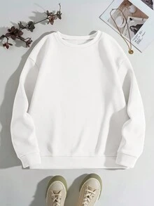Customized Women's Crew Neck Sweatshirt - Add Your Own Image/Text, Holiday Gift, Mother's Day, Father's Day, Anniversary, Valentine's Day, Christmas, Thanksgiving - White - View 2