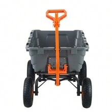 Garden Cart Durable Polyethylene Dump Cart & Sturdy Metal Utility Cart With Easy Assembled Steel Frame, Multi-Purpose Dump Cart With Dual Function Handle, Convenient Cart, Load Capacity 400 Lbs-1500 Lbs With 10" & 13" Wheels - Polyethylene, tải trọng 1500 lbs, bánh xe 13" - Xem 8