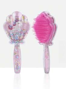 MY LITTLE PONY 1pc Seashell Airbag Comb, Plastic Print Comb With Transparent Glitter, Cute Cartoon Style Hair Brush, Suitable For Everyday, Commute, Birthday, Holiday Gifts, Christmas, Thanksgiving, Valentine's Day, Wedding Decor, Home Decor, Room Decor Party Favors Bride Graduation Birthday Decorations Party Decorations Bachelorette