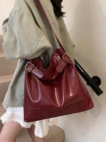 New Large Capacity Fashion Shoulder Bag Soft Tote Bag, Versatile Casual Shopping Bag, Retro Minimalist Shopping Bag With Simple Strap, Suitable For Commuting, College Students, High School Students, Shopping