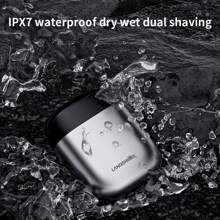 男士电动剃须刀，便携式旅行车用可充电迷你可水洗双刀片，带 2 档速度调节 - 銀色 - 查看 5