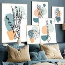 1 pieza Póster de arte de pared sin marco Anatómico médico abstracto: Corazón, diente, hueso Cartel de arte nórdico Decoración mural para juegos - Multicolor - Ver 2