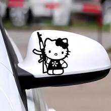 Sanrio 1 peça de adesivo Hello Kitty segurando uma AK-47 com slogan "Pela Paz", decalque para laptop, carro, caminhão, motocicleta, telefone, computador, decoração "Rejeite a Guerra", ideia de presente para amante, amigo, família