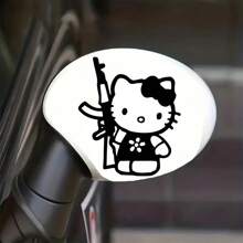 Sanrio 1 peça de adesivo Hello Kitty segurando uma AK-47 com slogan "Pela Paz", decalque para laptop, carro, caminhão, motocicleta, telefone, computador, decoração "Rejeite a Guerra", ideia de presente para amante, amigo, família