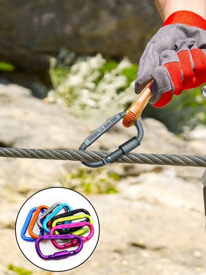 1/3/5 peças de Mosquetão com Trava, Mosquetão Premium de Liga de Alumínio em Formato de D, Chaveiro, Gancho para Camping, Caminhada, Viagem, Pesca, Mochila, Redes, Balanço de Yoga, Camping, Chaveiro, Guia para Cachorro