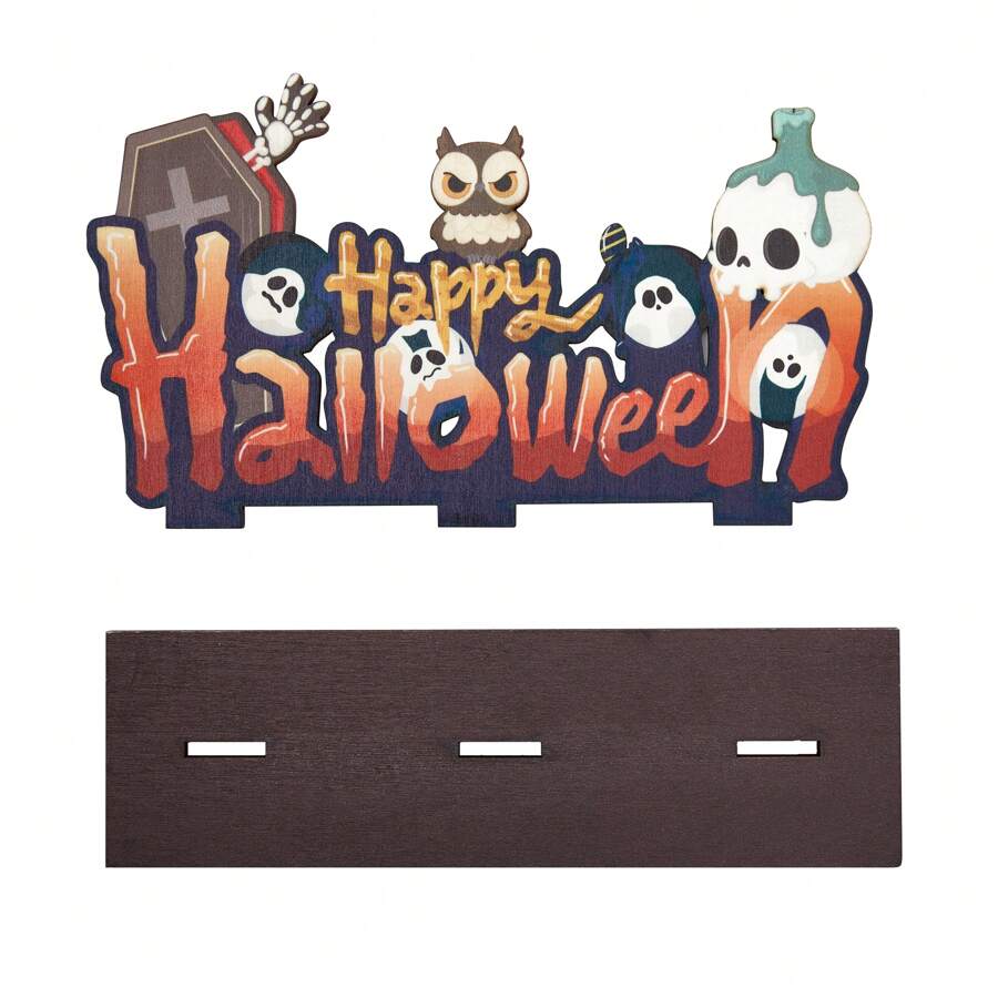 Halloween Table Wooden Sign Tiered Tray Decorations Desk Centerpieces For Home Indoor Outdoor Party Decor - Orange - View 1