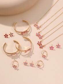 5pcs/Set Stylish Children Floral Daisy Bow Earrings Necklace Bracelet Ring Jewelry Set, Gift For Girls - YSN1526 Daisy - View 11