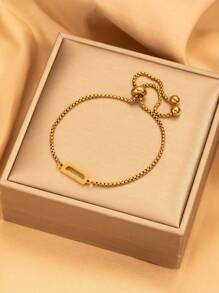 26 pièces Bracelet ajustable avec perles à lettre initiale, bracelets en acier inoxydable de couleur dorée convenant pour le port quotidien des femmes