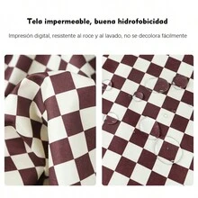 Sleeveless Apron With Large Pocket,Waterproof,Plaid Design,Easy To Clean,Perfect For Home - 黑色 - 查看 8