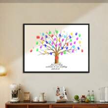 1 Stück Leinwand Kreative Fingerabdruck DIY Finger Malerei Poster Hochzeit Party Firmen Jahrestreffen Personalisierte Fingerabdruck Check-In Baum Bilder, Freunde und Freunde Check-In Fingerabdruck Erinnerungsposter, Erhöht den Spaß, Dekorative Malerei, Wohnzimmer, Schlafzimmer, Dekorativer Poster, Unvergesslich, Bedeutungsvoll, Wohnzimmer Schlafzimmer Dekoration Hängendes Bild Luxus Wandbehang, Rahmenlos, Grafik Muster