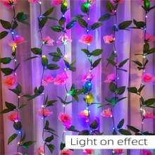 1 pieza Luces decorativas de cuerda con rosa rosa artificial LED, adecuado para fiesta de cumpleaños, dormitorio, fiesta, boda, Día de la Madre, Día de San Valentín, decoración estacional, hogar, chimenea, escalera, cortina, decoración con flores artificiales, 2M 20 luces