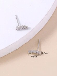 Nooxian Cubic Zirconia Decor Stud Earrings - Silver - View 5