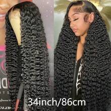 Tóc giả ren phía trước PAZAT 13*4 Tóc thật HD Sóng nước Tóc giả ren phía trước Tóc thật được nhổ sẵn với tóc con cho phụ nữ Tóc giả ren phía trước xoăn sâu mật độ 180 Tóc giả màu tự nhiên - Tự nhiên & Đen - Xem 3