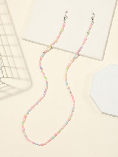 1 pièce Chaîne de lunettes de style bohème faite main avec perles, chaîne de lunettes de soleil en acrylique, sangle de cou en silicone, antidérapante, anti-perte, retenant les masques, cadeau idéal, corde pour accrocher les lunettes de lecture, cordon pour lunettes