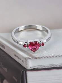 1 Peça Elegante e Romântica Anel com Forma de Coração de Alta Qualidade e Brilhante, com Zircônia, Presente Surpresa para Mulheres Perfeito para Proposta, Casamento, Visual Diário, Aniversário