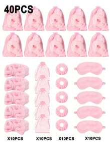 20 Peças Conjunto de Festa do Travesseiro, Festa do Sono, Dia da Mãe, Tiara, Máscara de Olho, Scrunchie de Cabelo, Conjunto de Organza, Conjunto de Maquiagem, Adequado para Presente de Natal