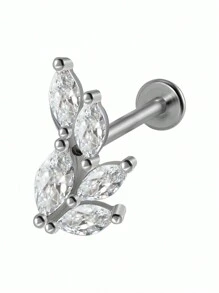 1PC Stainless Steel Threadless Marquise Zirconia Labret Lip Stud Cz Ear Cartilage Tragus Helix Earrings Daith Piercing Body Jewelry