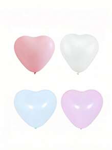 Set de 34 globos de látex con forma de corazón de colores blanco, azul, rosa y morado, con decoración de lazo rosa, para decoración de fondo de compromisos, aniversarios, Día de San Valentín, bodas, fiestas de cumpleaños y suministros de decoración para fiestas