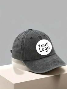 1pc Custom Logo Washed Baseball Cap, Personalized Photo Hat, Customized Hats For Men, Customizable Logo Baseball Hats For Men & Women, 7 Colors:Black/Blue/Grey/Claret/Khaki/Yellow/Orange, 3 Design Styles: Oval/Rectangle/Round, Personalized Gift, Dad Hat - Style a - View 5