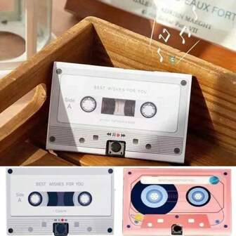 1PC 60 Seconds Battery-Powered Recording Card Voice Greeting Music Recording Gift Card Personal Multifunctional Retro Magnetic Tape Recording Voice Music Card Birthday Gift Mother's Day Gift DIY Surprises Gifts