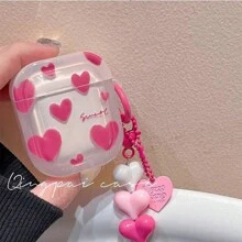 Pink Bluetooth Earphone Case, Heart-Shaped Frame Design For AirPods Pro 3/ 4, 3, 1/2, Pro, Pro 2 Bluetooth Earphone Case, Thick Soft Protective Cover - Multicolor - View 8