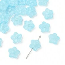30Pcs Baking Paint Glass Beads, Flower, 12.5x13x4.5mm, Hole: 1.2mm