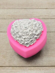 1 件心形和玫瑰形硅胶模具，适用于 DIY 蜡烛、肥皂、香薰石、石膏装饰制作