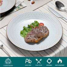 vancasso 16 Piece Dinnerware, Grey, Ceramic Tableware Set Including Plates, Desserts, Bowls, Mugs, Bas-Relief, Service For  4 People - Grey - View 4