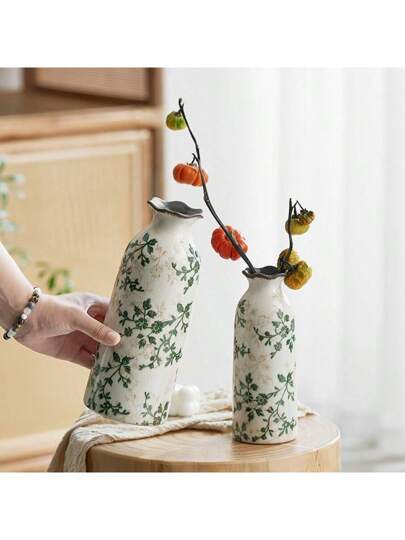 Retro Mini Crackle Ceramic Flower Vase, Single Stem Hydroponic Vase Rustic Bloemen Arrangement, Birthday Graduation Home Room Glass view 8